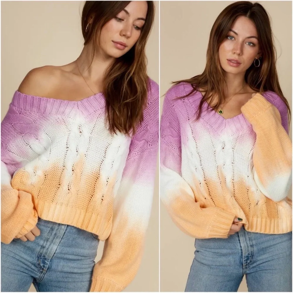 🧡New Lavender Orange Sherbet Lightweight Casual Gorgeous Sweater🧡